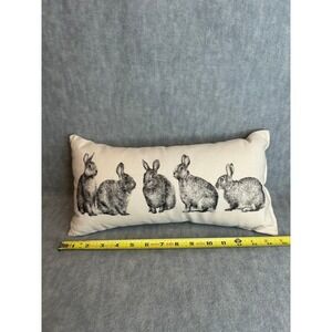 Bunny Rabbits Maya Pickles Decorative Accent Pillow Cream Cotton‎ Canvas USA
